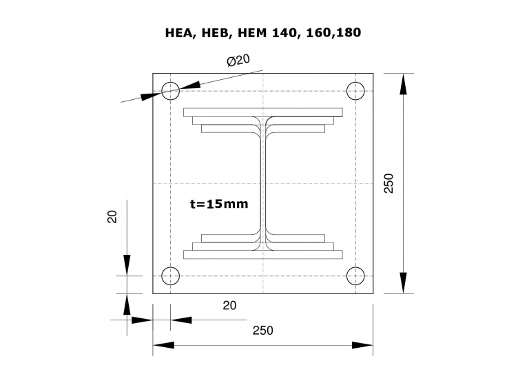 Platten für HEA, HEB, HEM 140, 160, 180